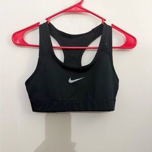 Nike Women's Black Sports Bra with Silver Logo